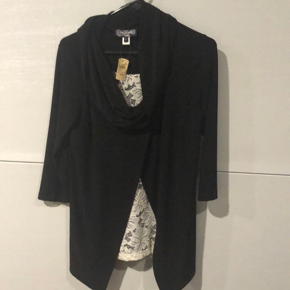 Trisisto Petite Knit and Lace Twofer Top